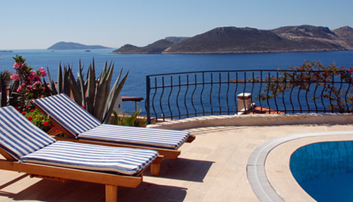Photo: Pool of Villa Yakomoz, private seafront holiday home with pool at the Turkish Mediterranean sea