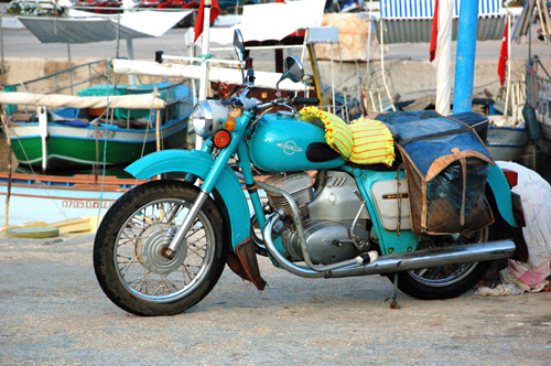 Photo: Motorbike at the Harbour of Kas at the Lycian Coast of Turkey